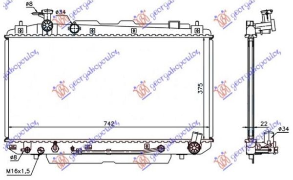 HLADNJAK MOTORA 2.0 16V (AUTO) (37.5x73.8x) (KOYO)
