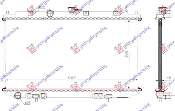 HLADNJAK MOTORA 2.0i 16V BENZIN (MAN) (+/-AC) (360x690) (CEVI 35/35)