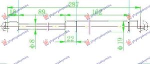 AMORTIZER GEPEK VRATA 06- (287L-450N)