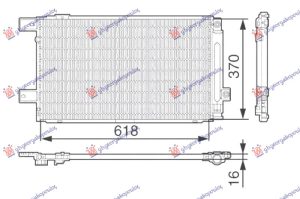CONDENSER 2.0-2.2 D4D DIESEL 2006- (610x360x16) TUBE LEFT (KOYO)
