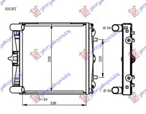 HLADNJAK MOTORA 2.5/2.7-S/3.2 (+/-AC) (33.6x35.8x3.4) DESNO