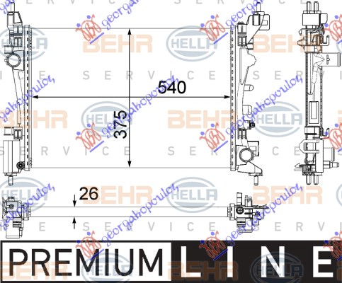HLADNJAK MOTORA BENZIN (+/-AC) (54x37.8x2.4) (MAHLE BEHR)