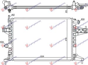 RADIATOR 1.4-1.8 MANUAL +/-AC (540x380) (DIAGONAL) (MAHLE-BEHR)