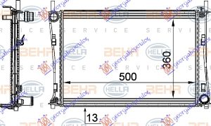 RADIATOR 1.2-1.4-1.6 +/-AC (500x356) (MAHLE BEHR)