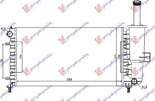 HLADNJAK MOTORA 1.2i 8/16V (+/-AC) (580x317x1.8) (MAHLE BEHR)