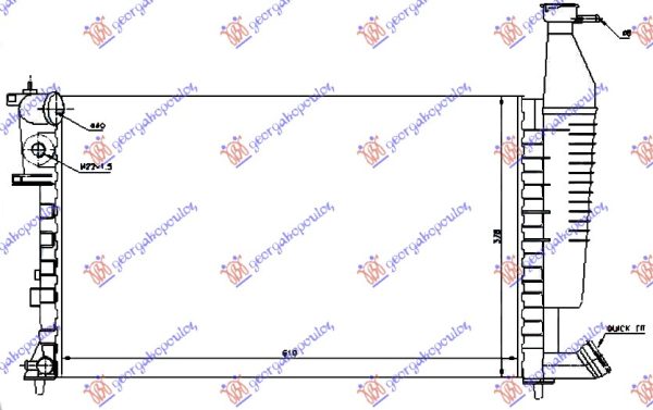 RADIATOR 1.4-1.6-1.8 +/-AC (610x377x23) ( WITH SAFETY WIRE) (VALEO)