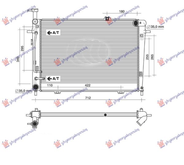 RADIATOR 2.0-2.7 PETROL AUTOMATIC +/- A/C (640x462) (KOYO)