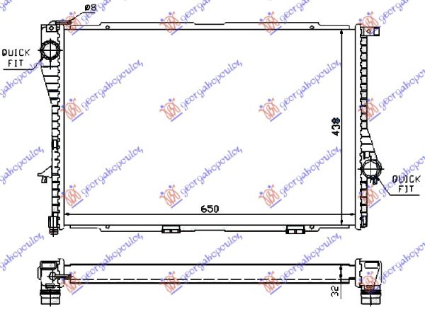 RADIATOR PETROL MANUAL/AUTOMATIC +/- A/C (650x438) (VALEO)
