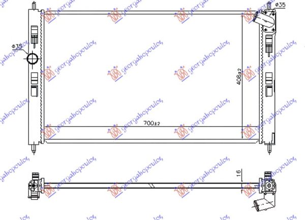 RADIATOR 1.6-1.8 16v PETROL 2014- (700x410x16) (KOYO)