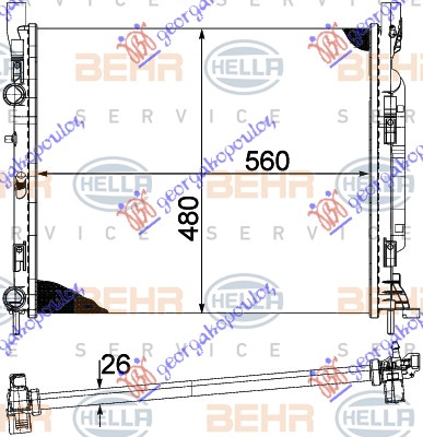 HLADNJAK MOTORA 1.6i 16V 1.5DCi (+/-AC) (560x490x24) (MAHLE BEHR)