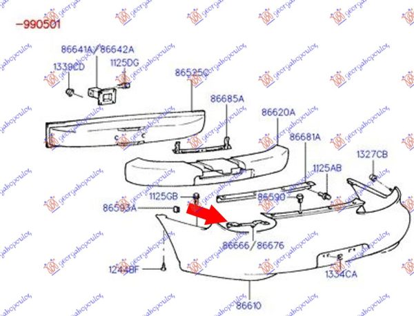 REAR BUMBER SIDE BRACKET UPPER (O)