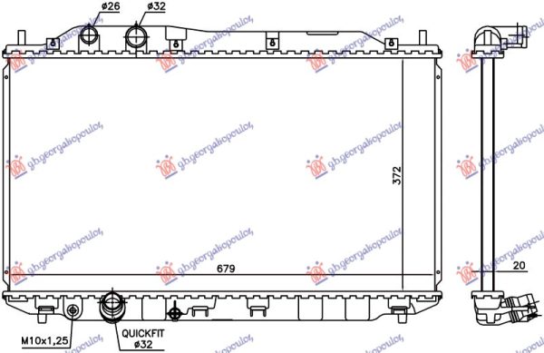 RADIATOR 1.8 PETROL MANUAL (WITH QUICK FIT OUTLET) (372x679) (KOYO)