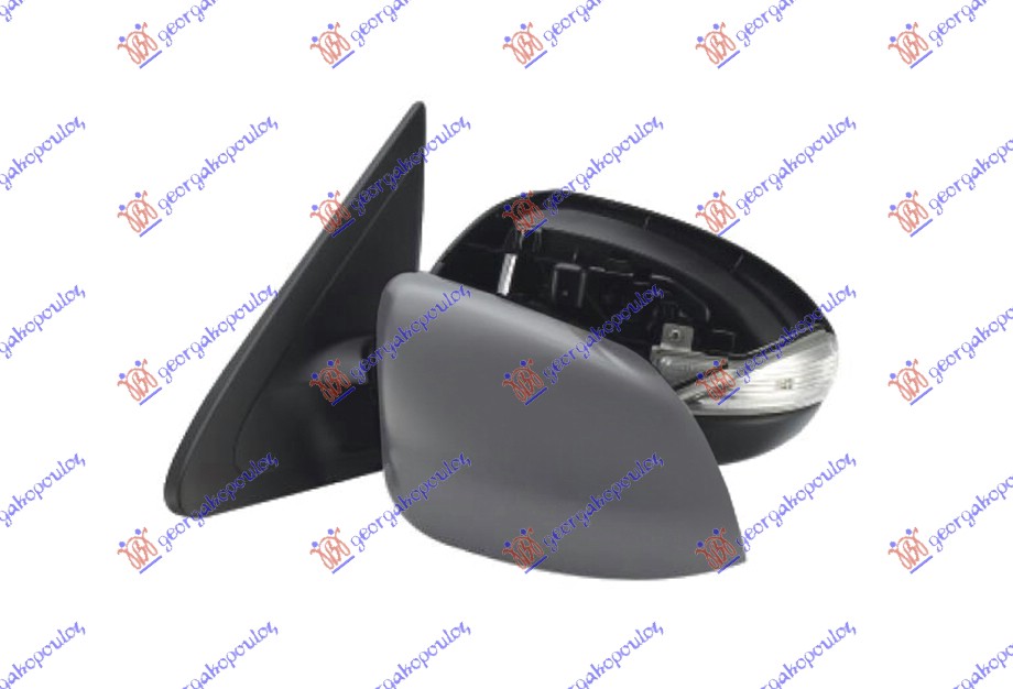 DOOR MIRROR ELECTRICAL HEATED FOLDABLE PRIMED (W/SIDE LAMP) (A QUALITY) (ASPHERICAL GLASS)