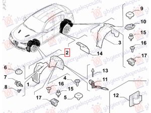 FRONT INNER PLASTIC FENDER (REAR PART) (O)