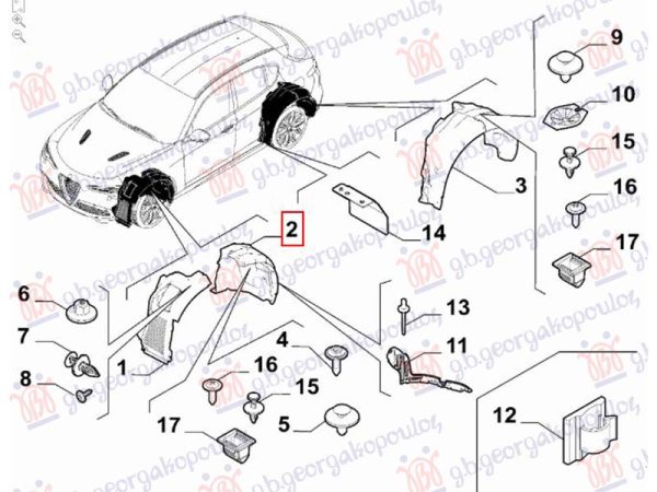 FRONT INNER PLASTIC FENDER (REAR PART) (O)