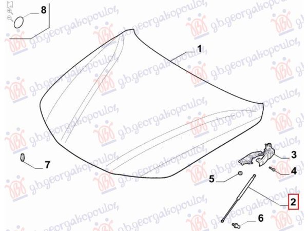GAS SPRING HOOD (O)