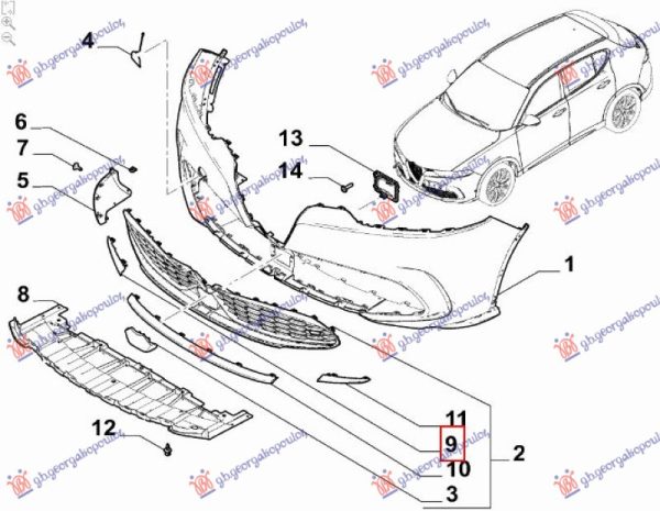 FRONT BUMPER SIDE LOWER MOULDING (O)