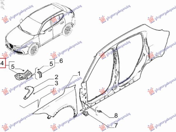 FRONT FENDER BRACKET STEEL (MIDDLE PART) (O)