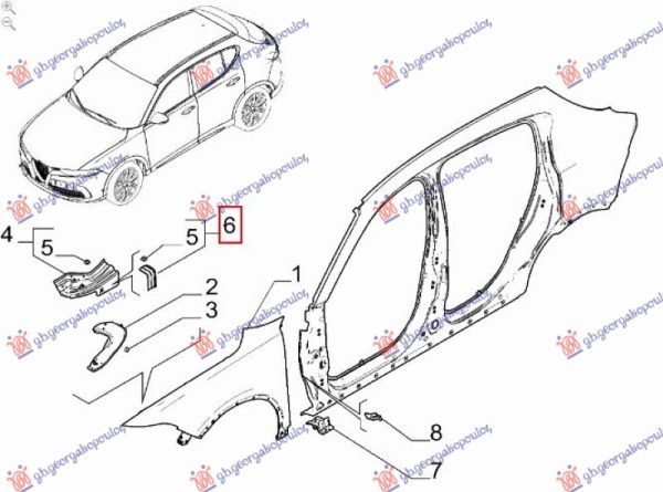 FRONT FENDER BRACKET STEEL (REAR PART) (O)