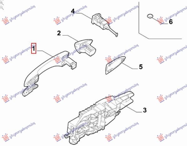 DOOR HANDLE FR/RR (RIGHT=LEFT) OUTER (O)