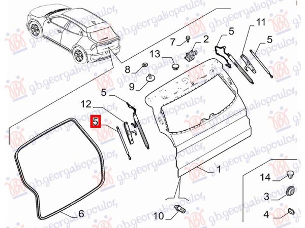 GAS SPRING TAIL GATE (O)