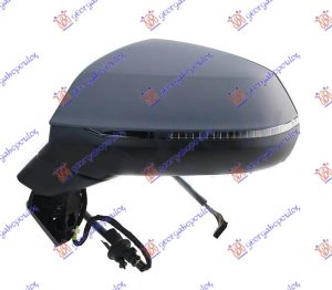 DOOR MIRROR ELECT. HEATED FOLD. PRIMED (W/SIDE LAMP & MEMORY) (LANE ASSIST) (15 PIN) (A QUALITY)  (ASPHERICAL GLASS)