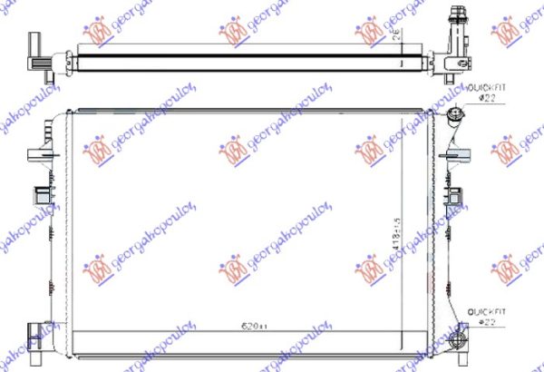 HLADNJAK MOTORA DODATNI BENZIN/DIZEL (620x410x26) (NRF) LEVO