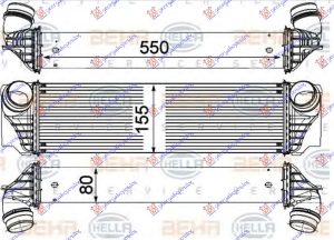 HLADNJAK INTERKULERA 3.0 BENZIN - 2.0/3.0 DIZEL (550x155x80) (BEHR)