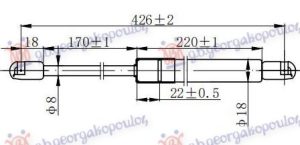 AMORTIZER GEPEK VRATA (426L-640N)