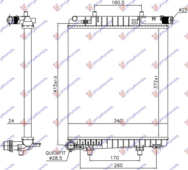 RADIATOR 1.2 VTi PETROL MANUAL (372x340x24) (KOYO)