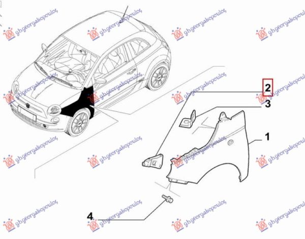 FRONT FENDER BRACKET STEEL (FRONT PART) (O)
