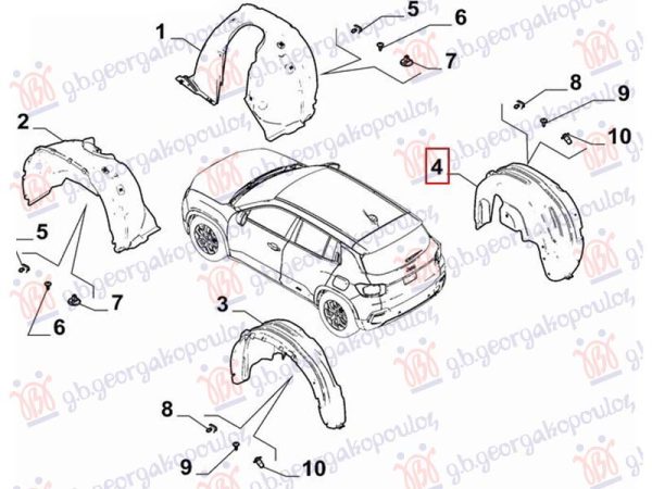 REAR INNER FENDER PLASTIC (O)