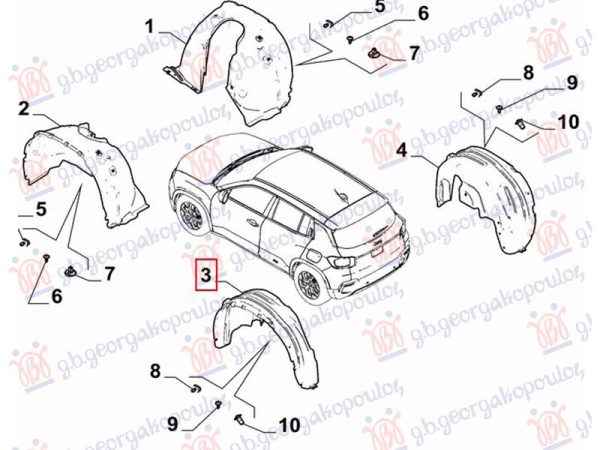 REAR INNER FENDER PLASTIC (O)
