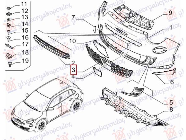 FRONT BUMPER GRILLE (O)