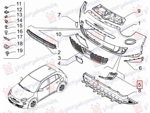 FRONT BUMPER GRILLE (O)