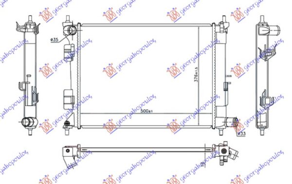 RADIATOR 1.2-1.4i PETROL MANUAL (500x375x16) (KOYO)