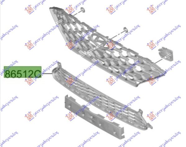 FRONT BUMPER GRILLE LOWER MIDDLE (N-LINE) (O)