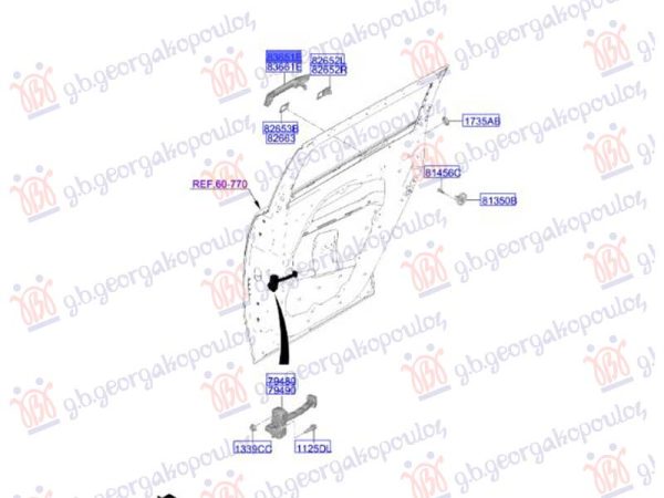 DOOR HANDLE REAR OUTER (O)