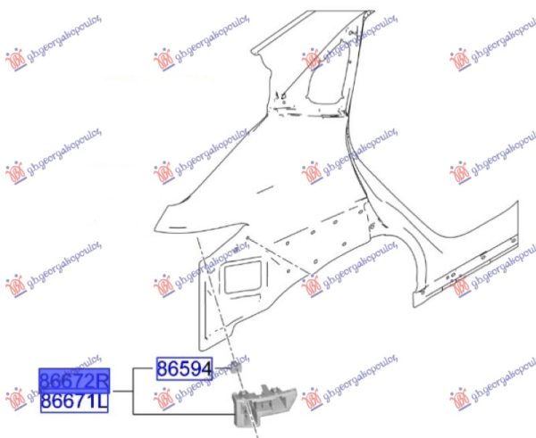 REAR BUMPER BRACKET UPPER PLASTIC (O)