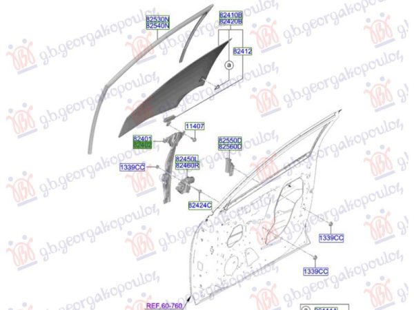 FRONT WINDOW REGULATOR ELECTRICAL (W/O MOTOR) (O)