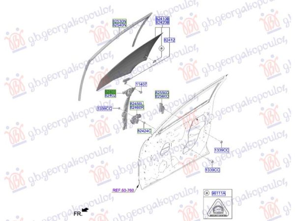 FRONT WINDOW REGULATOR ELECTRICAL (W/O MOTOR) (O)