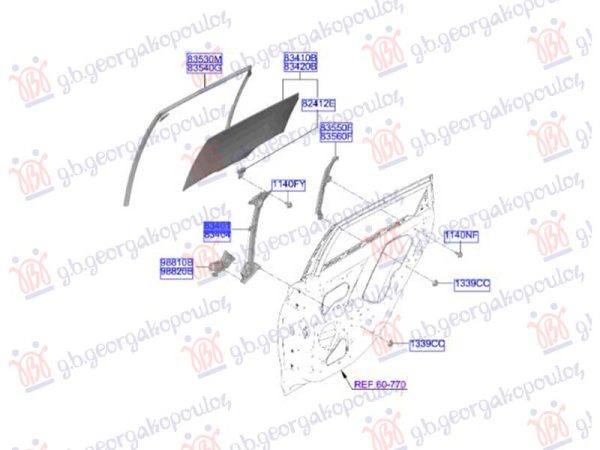 REAR WINDOW REGULATOR ELECTRICAL (W/O MOTOR) (O)