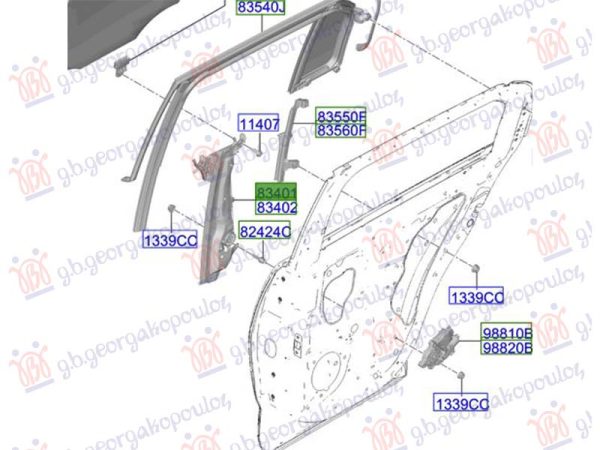 REAR WINDOW REGULATOR ELECTRICAL (W/O MOTOR) (O)