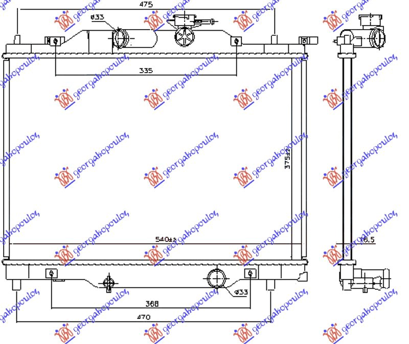 HLADNJAK MOTORA 1.5i BENZIN (375x540x16) (KOYO)