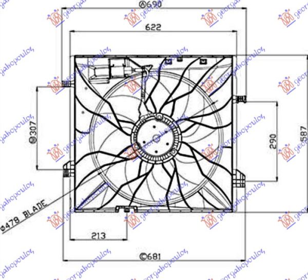VENTILATOR KOMPLET (BENZIN/DIZEL) (485mm) (4 PIN) (600W)