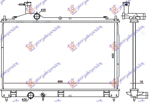 RADIATOR 2.0-2.4-3.0 PETROL/HYBRID (400x690x16) (NRF)