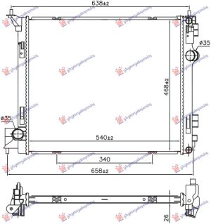 HLADNJAK MOTORA 1.6 DIG-TURBO BENZIN / 1.6 dCi DIZEL (540x468x26) (KOYO)