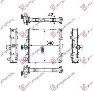 HLADNJAK MOTORA 2.7/2.9-S/3.2-S/3.4 BENZIN (340x366x42) (MAHLE BEHR PREMIUM LINE) DESNO