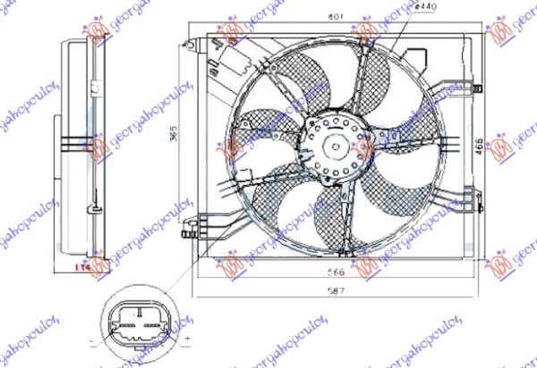 VENTILATOR KOMPLET (440mm) (2 PIN)