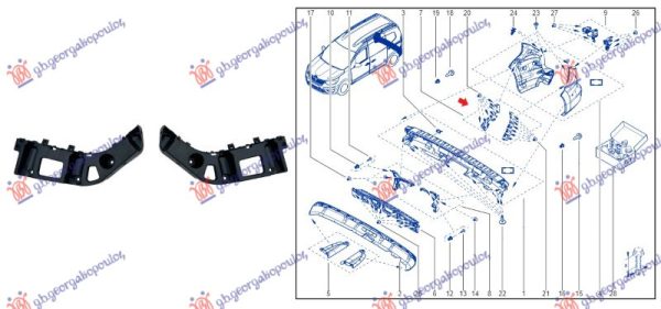 NOSAC ZADNJEG BRANIKA BOCNI PLASTIC (SET)